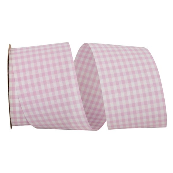 Reliant Ribbon 20.5 in. 25 Yards Gingham Check Ribbon, Powder Pink 7101-168-40J